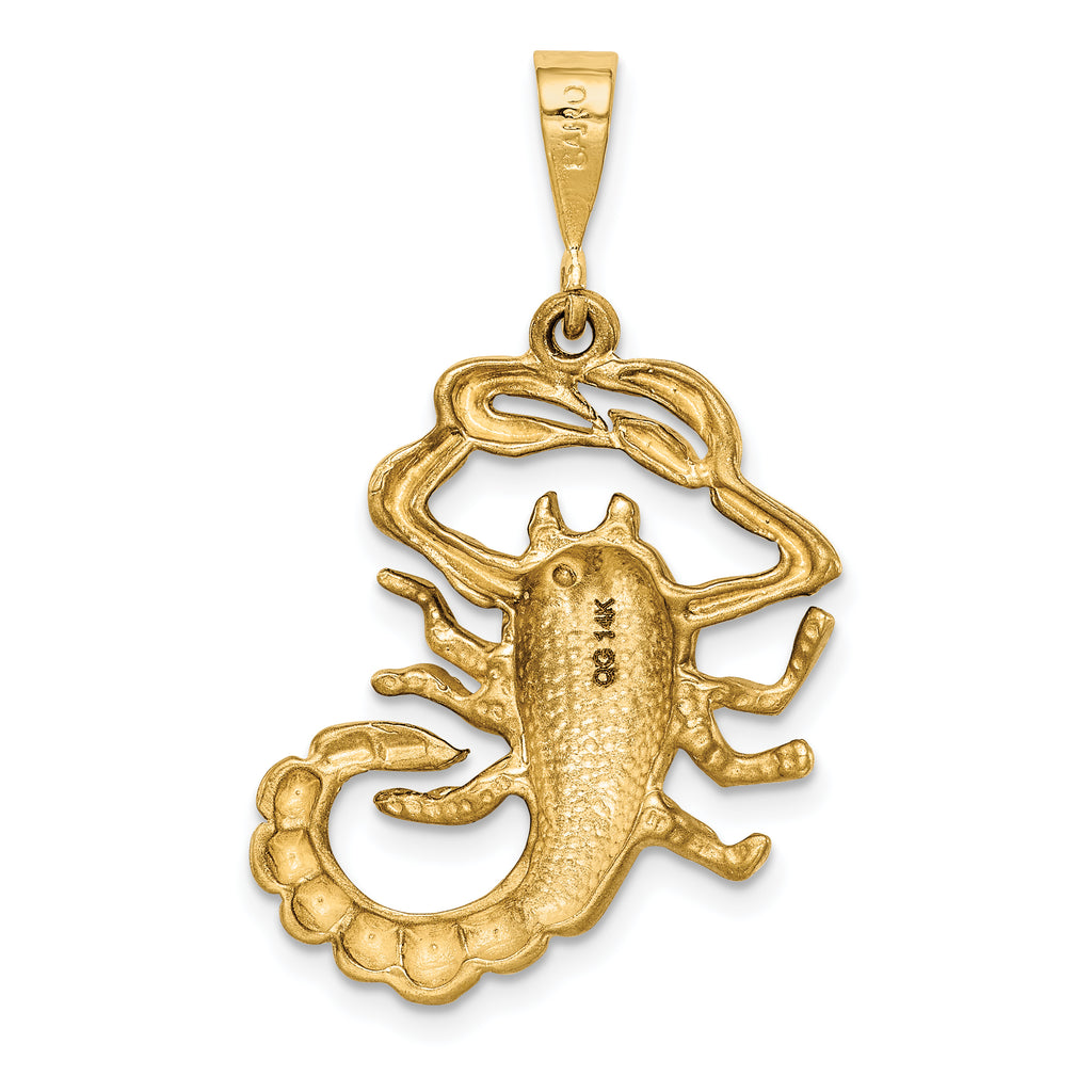 14K Gold Satin Diamond-Cut Scorpio Zodiac Charm Elegant Themed Pendant