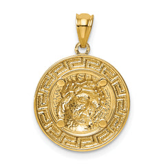 14K w/White Rhodium Jesus Medal