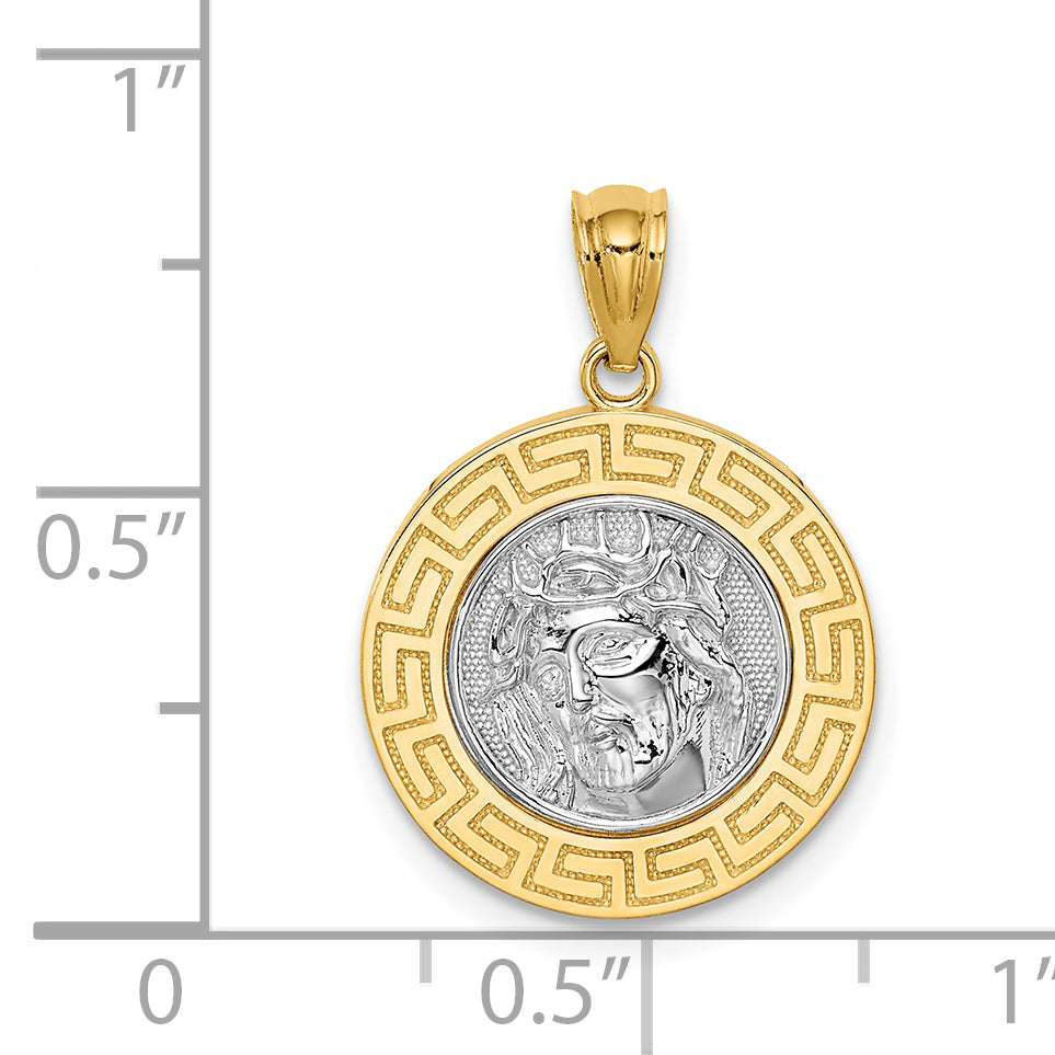 14K w/White Rhodium Jesus Medal