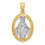14K White Rhodium Polished Miraculous Medal Pendant