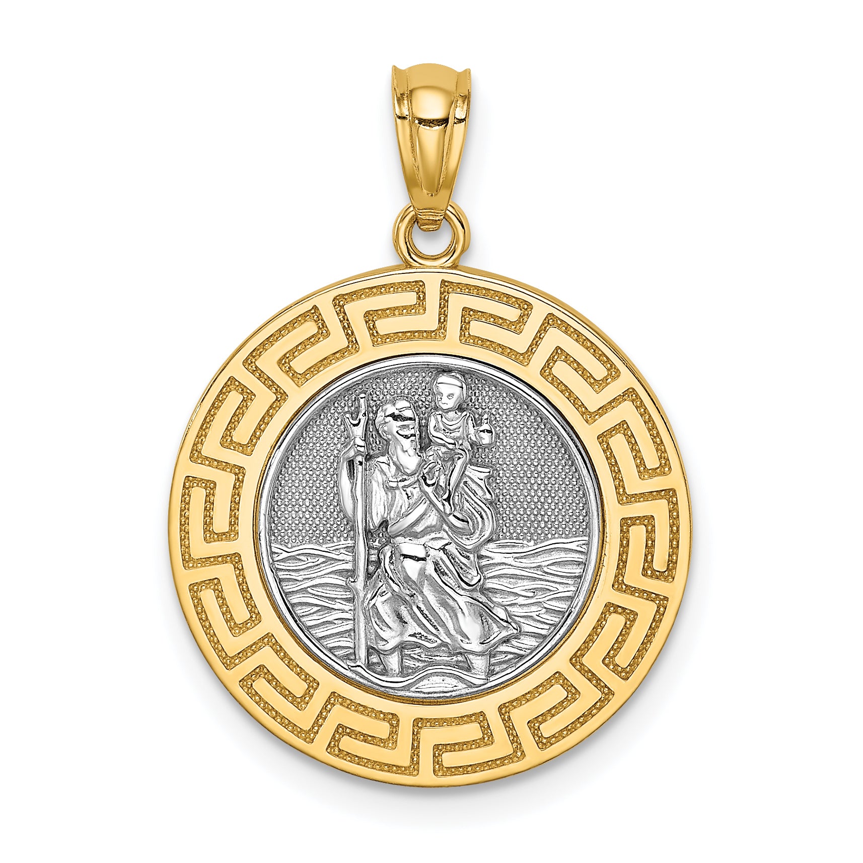 14K w/ Rhodium St. Christopher Medal Main image