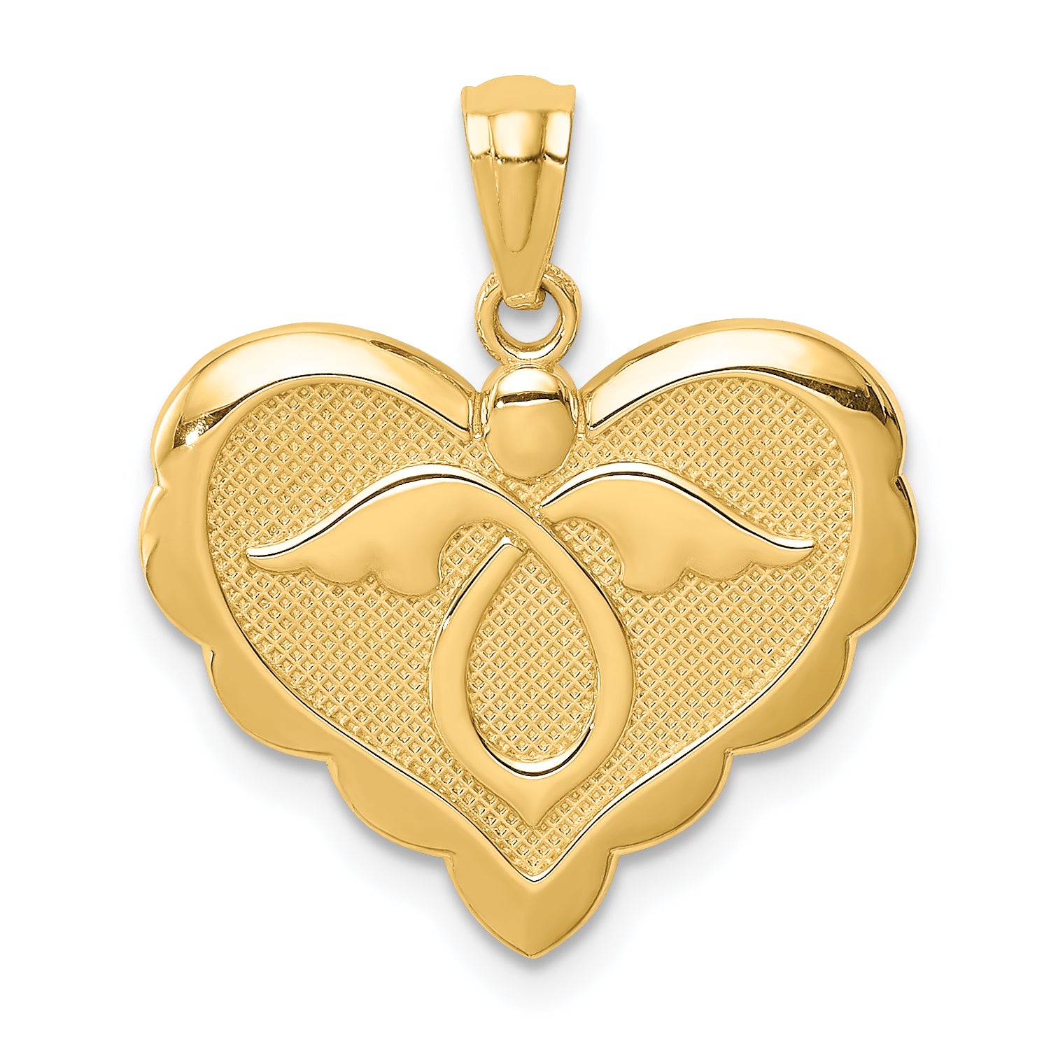 14K Yellow Gold Angel in Heart Pendant Main image