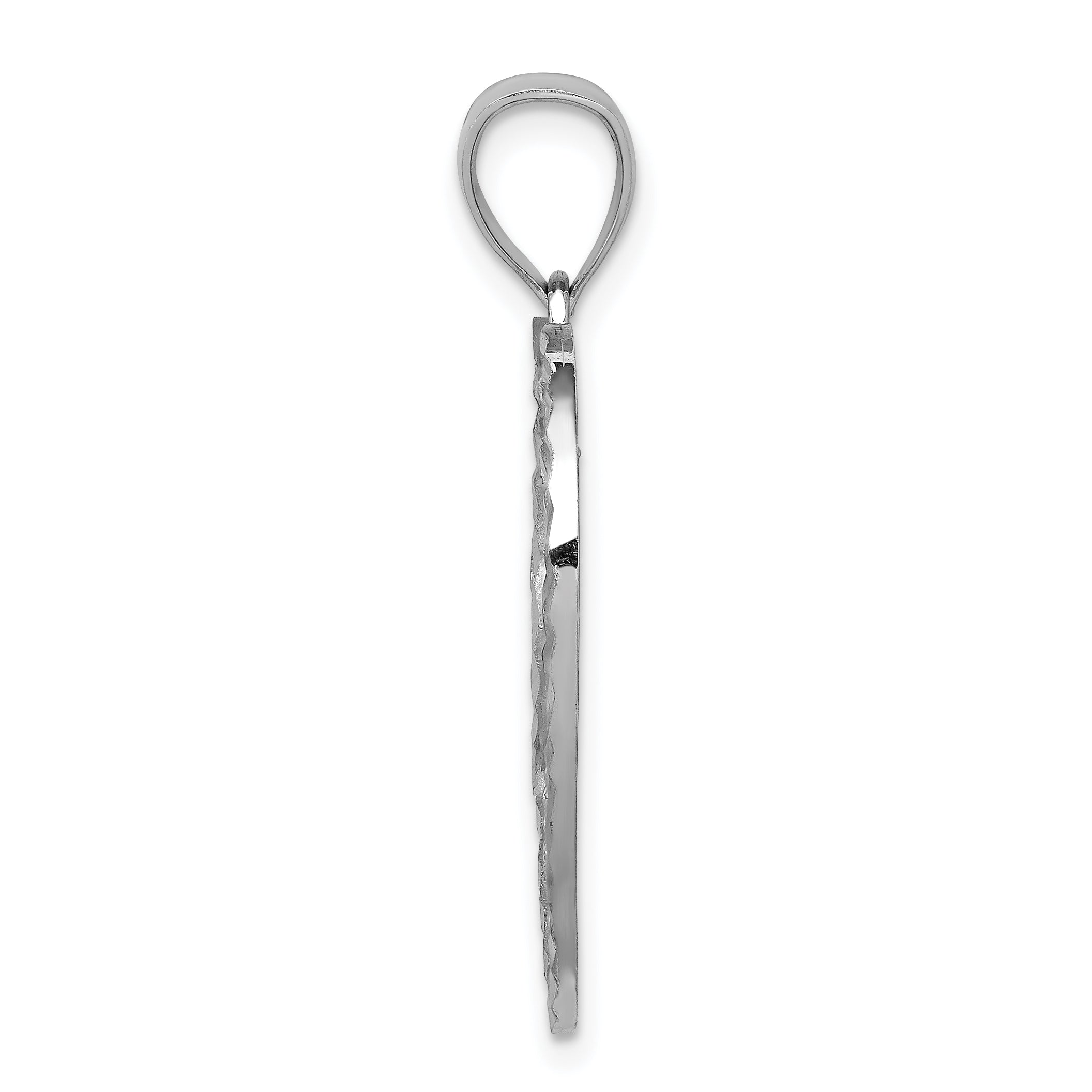 14K White Gold Diamond-cut Heart Pendant Secondary image