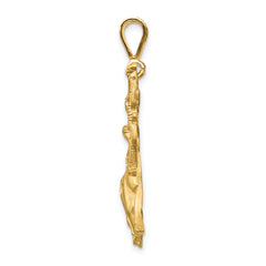 14K Satin Diamond-Cut Sagittarius Zodiac Charm Elegant Gold Pendant