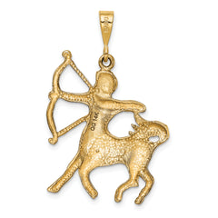 14K Satin Diamond-Cut Sagittarius Zodiac Charm Elegant Gold Pendant