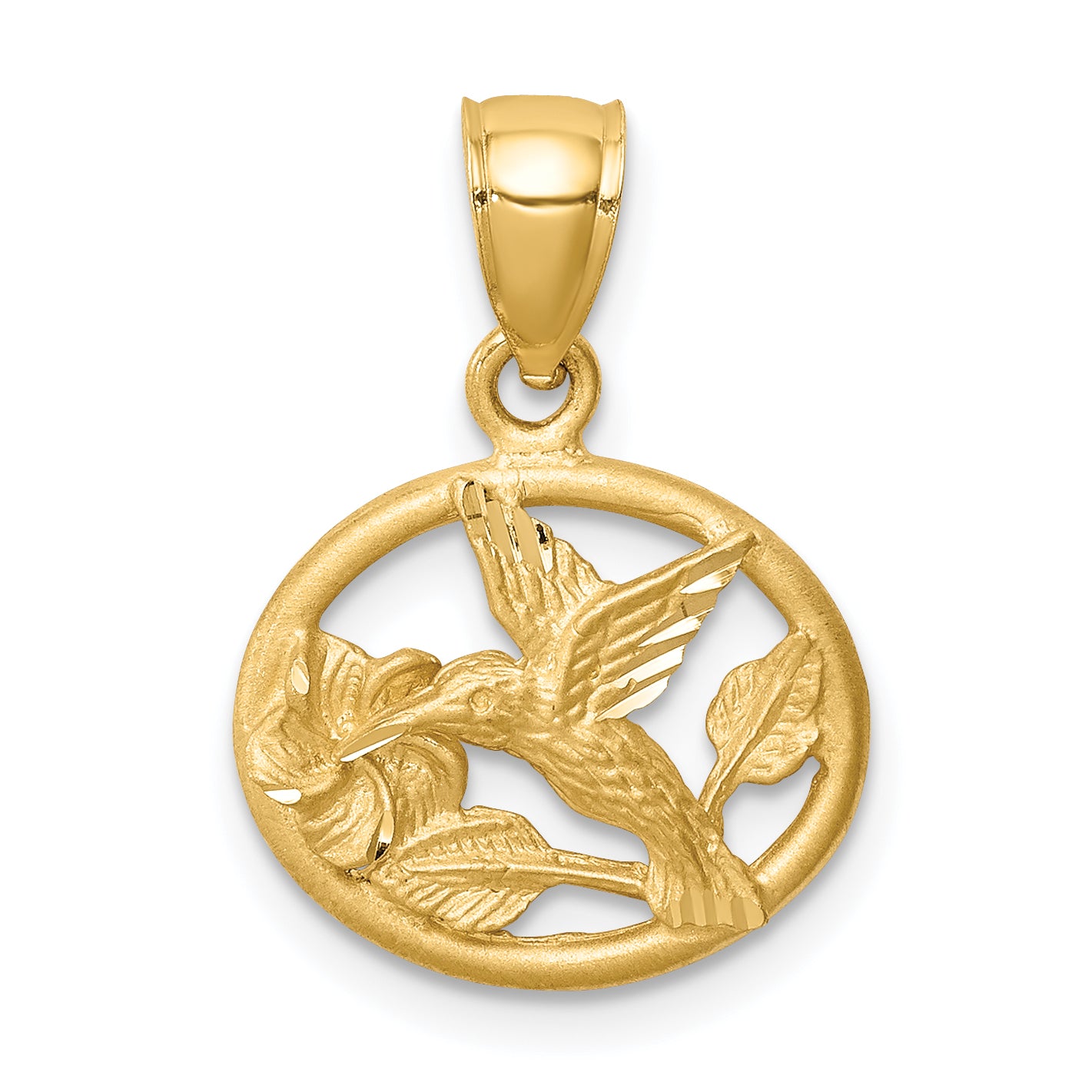 14K D/C Brushed Hummingbird Pendant Main image