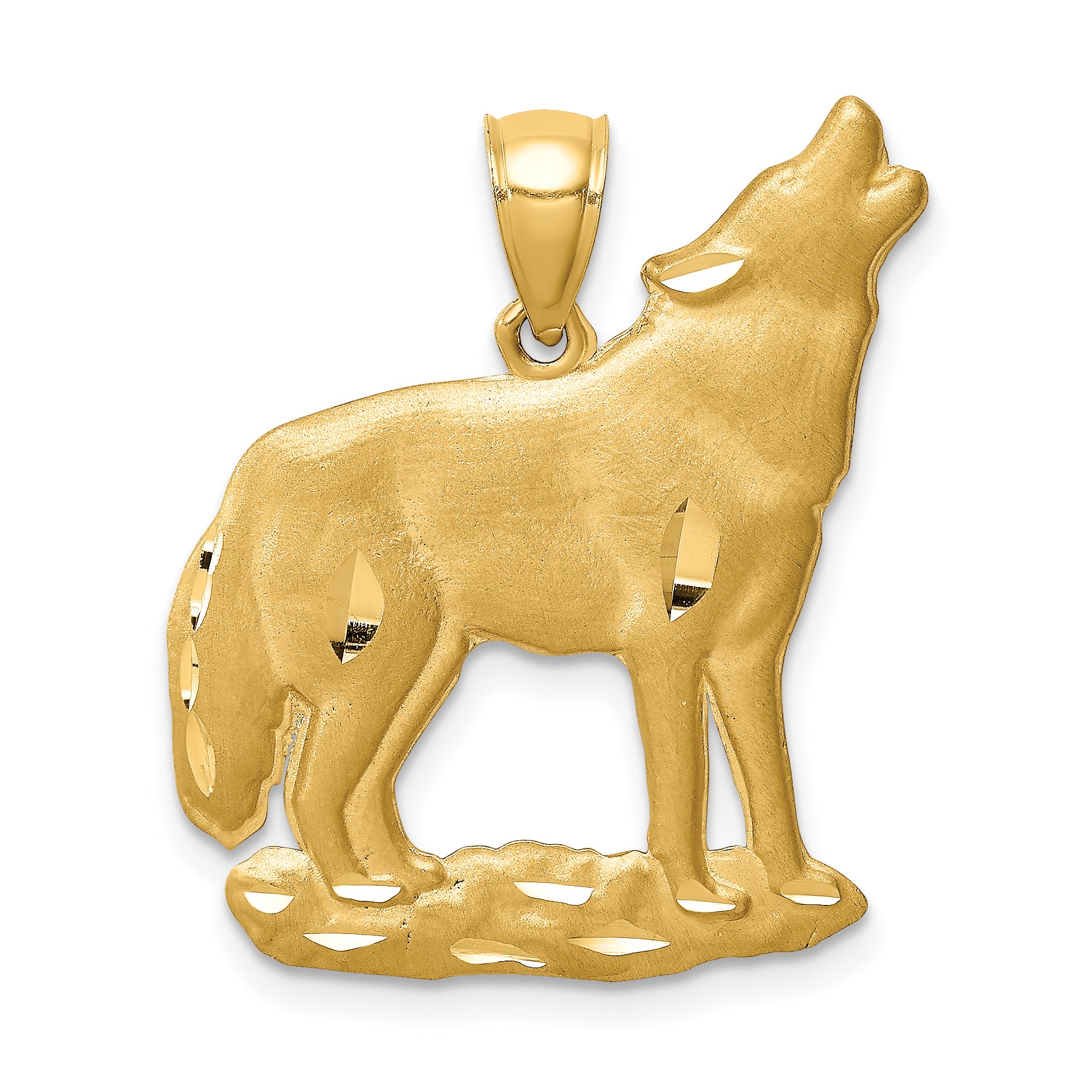 14K Brushed D/C Wolf Pendant Main image