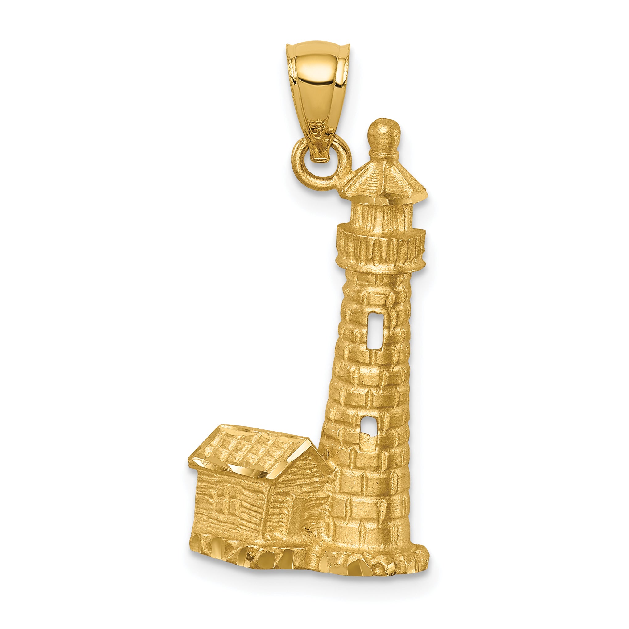 14K Brushed D/C Lighthouse Pendant Main image