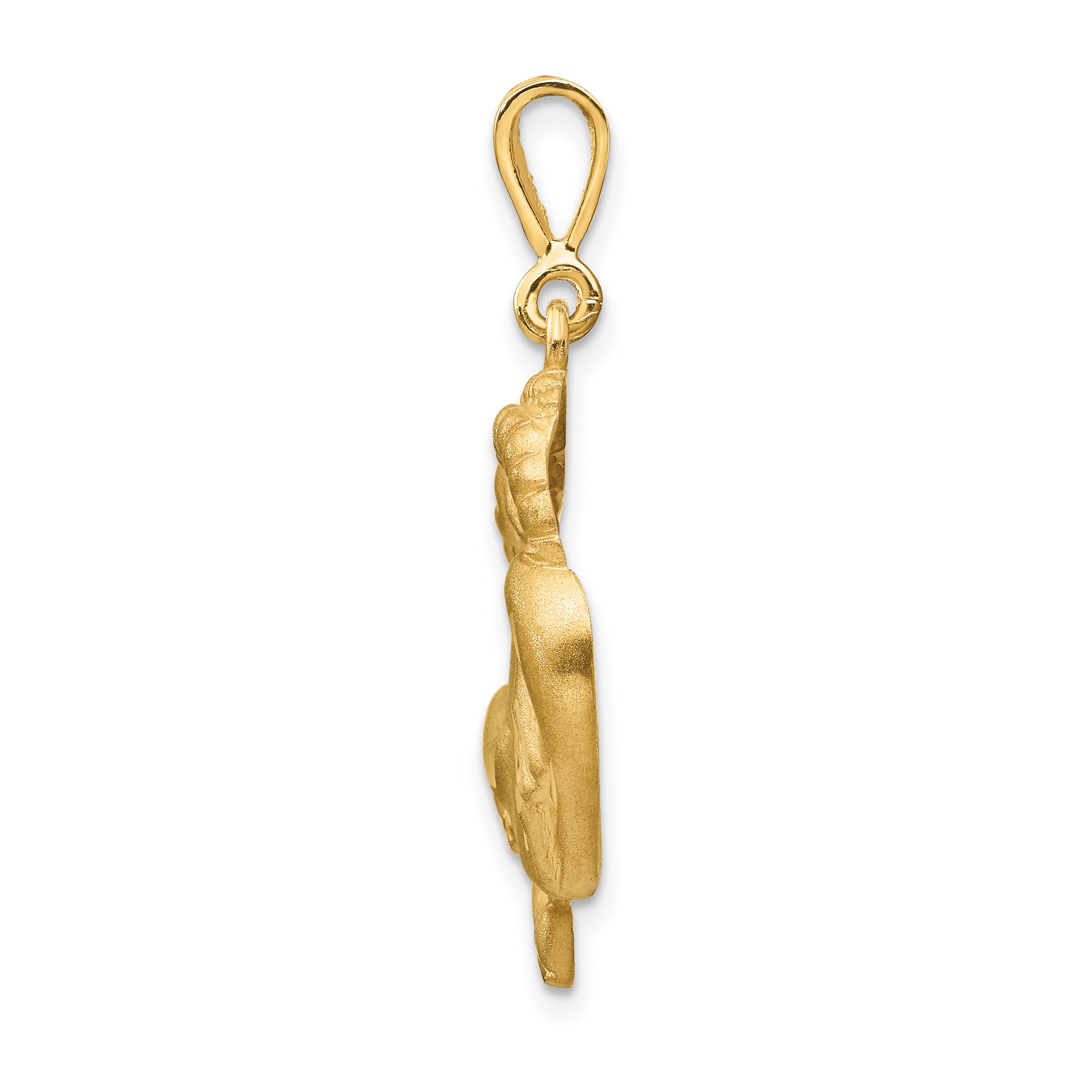 14K Gold Satin Diamond-Cut Capricorn Zodiac Charm  Elegant & Themed Pendant Secondary image
