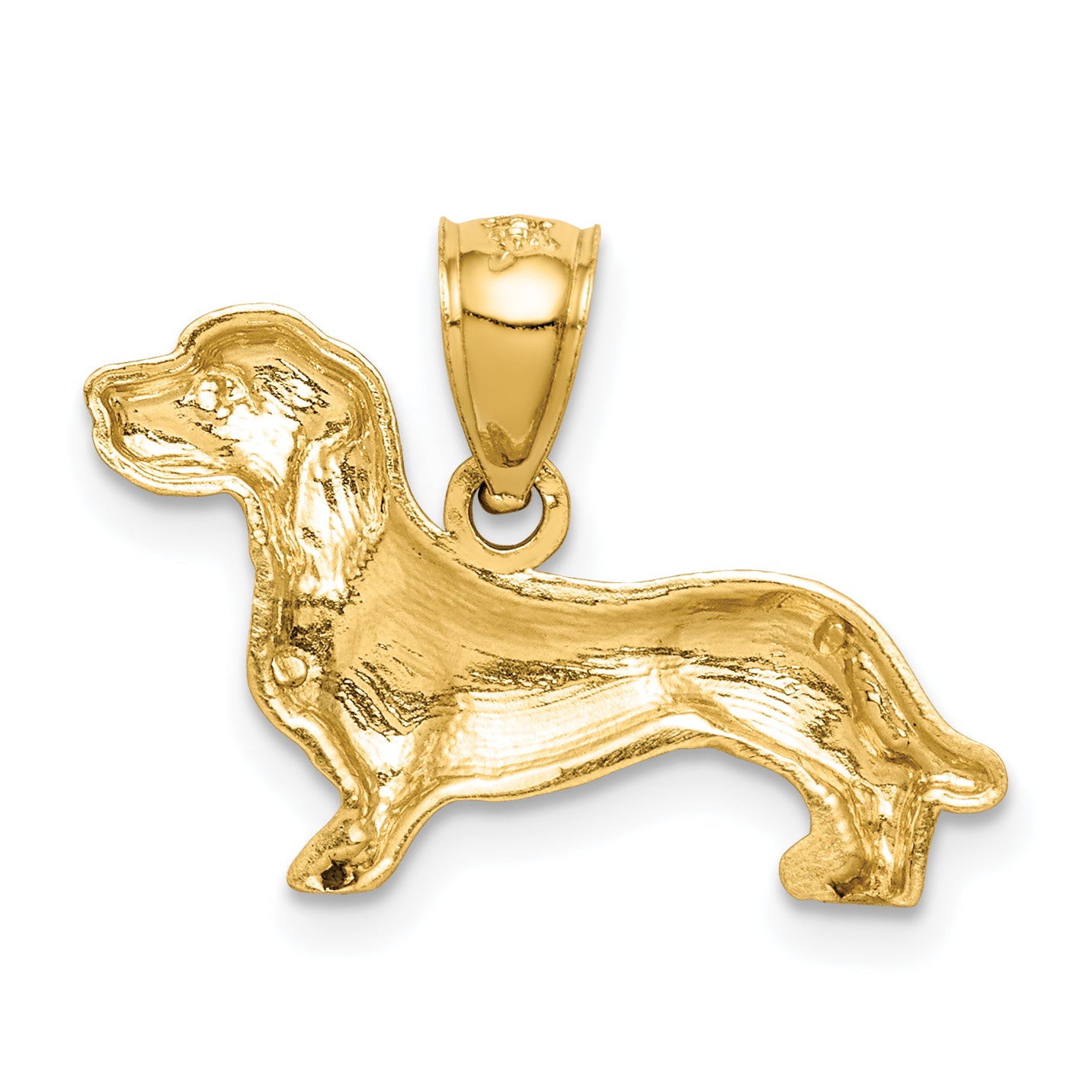 14K Diamond-cut Dachshund Pendant