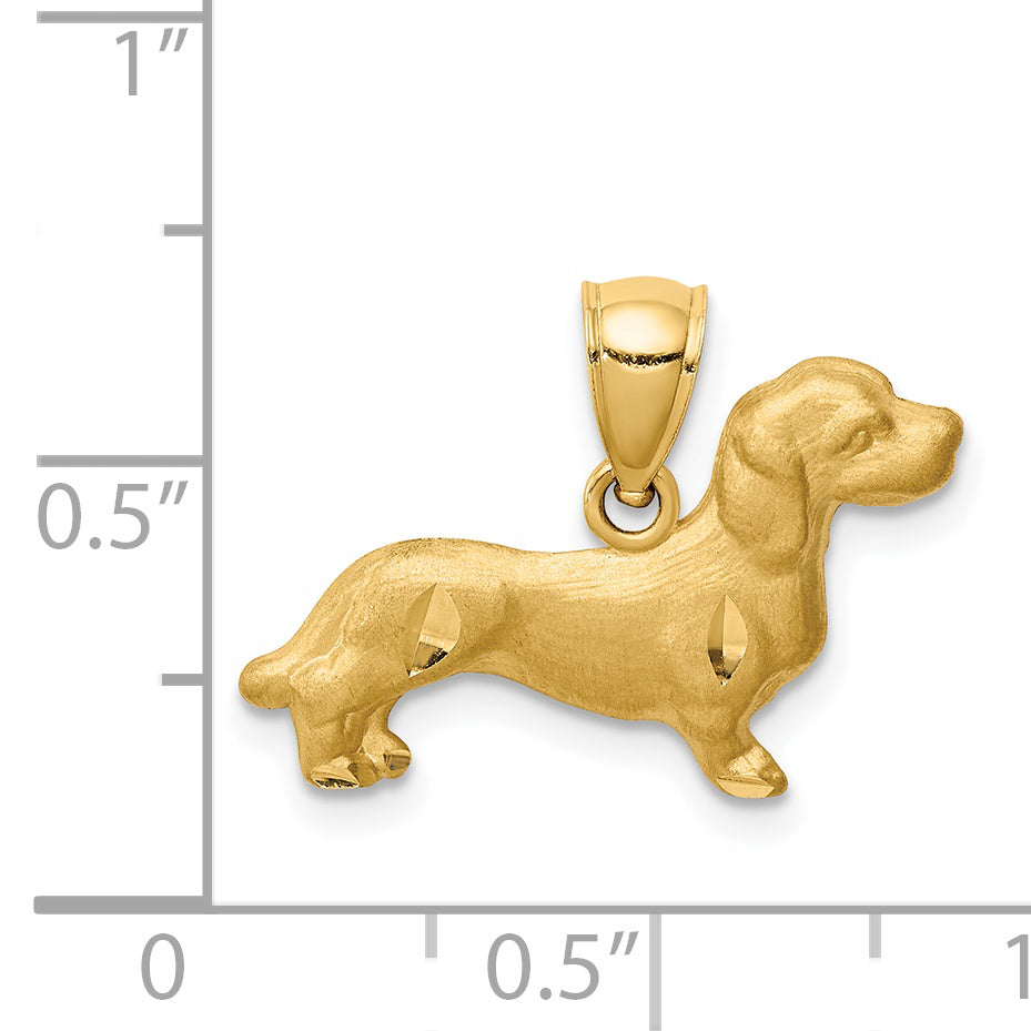 14K Diamond-cut Dachshund Pendant