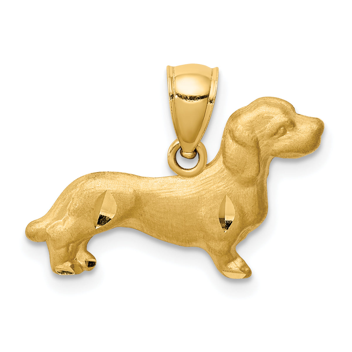 14K Diamond-cut Dachshund Pendant