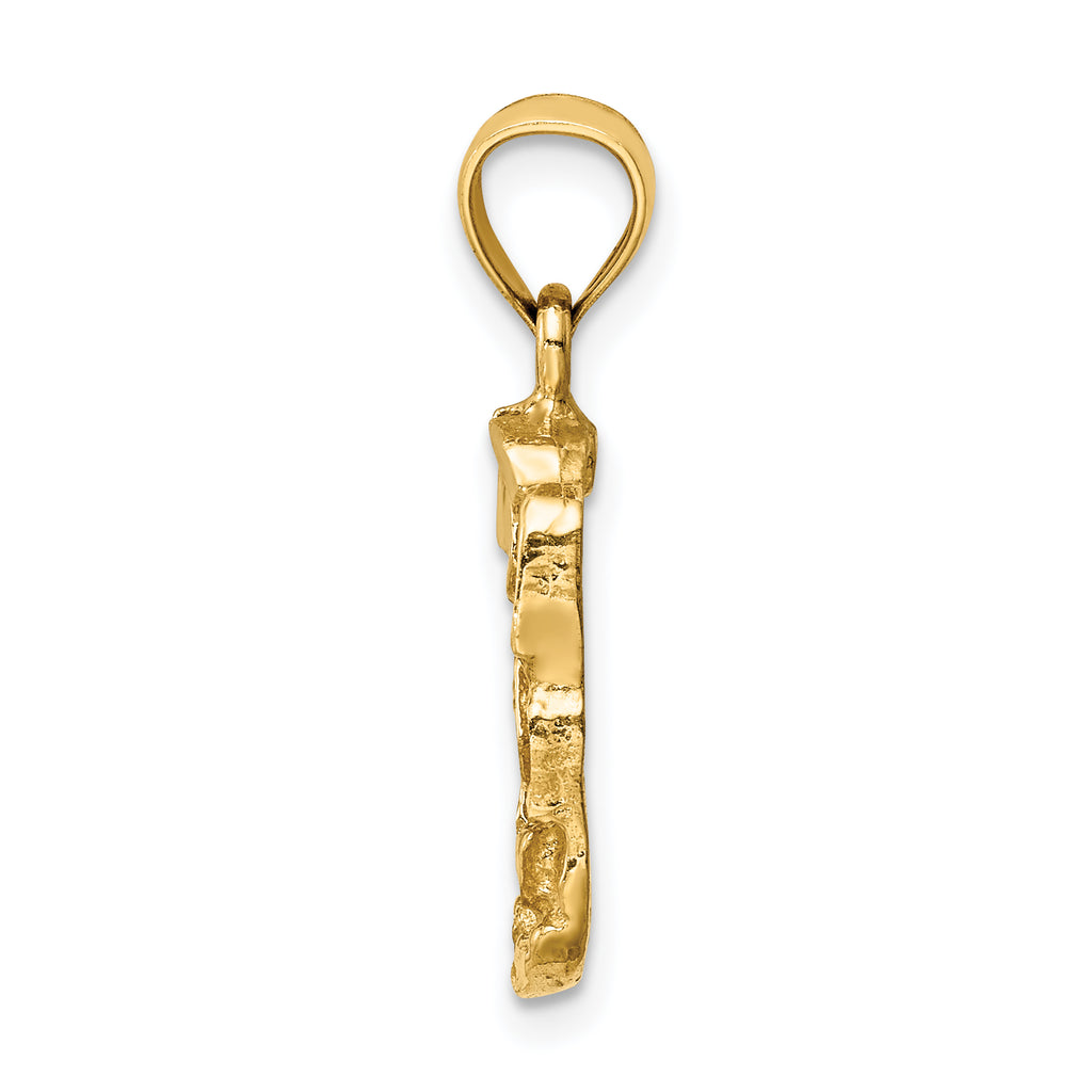 Diamond-Cut Nugget Pendant in 14K Yellow Gold