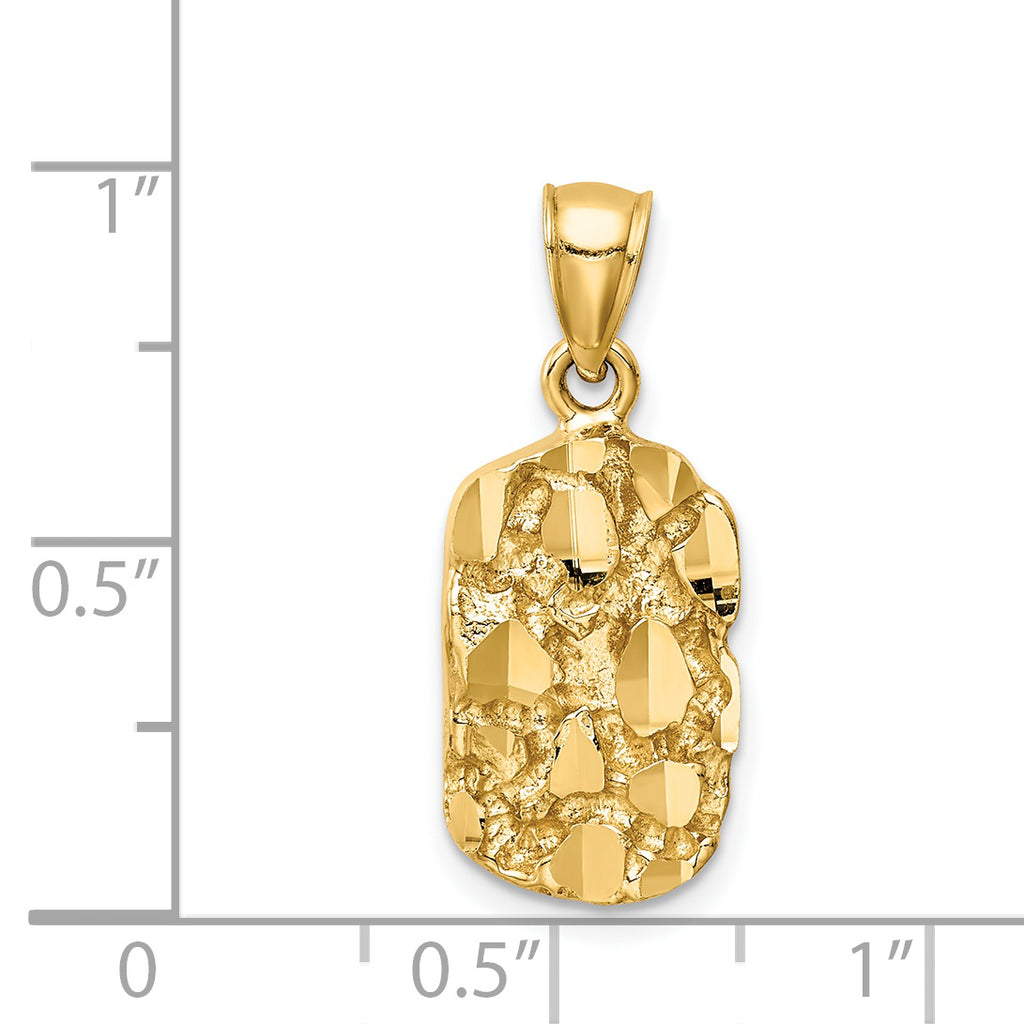 Diamond-Cut Nugget Pendant in 14K Yellow Gold