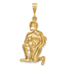 14K Gold Satin Diamond-Cut Aquarius Zodiac Charm  Elegant Themed Design