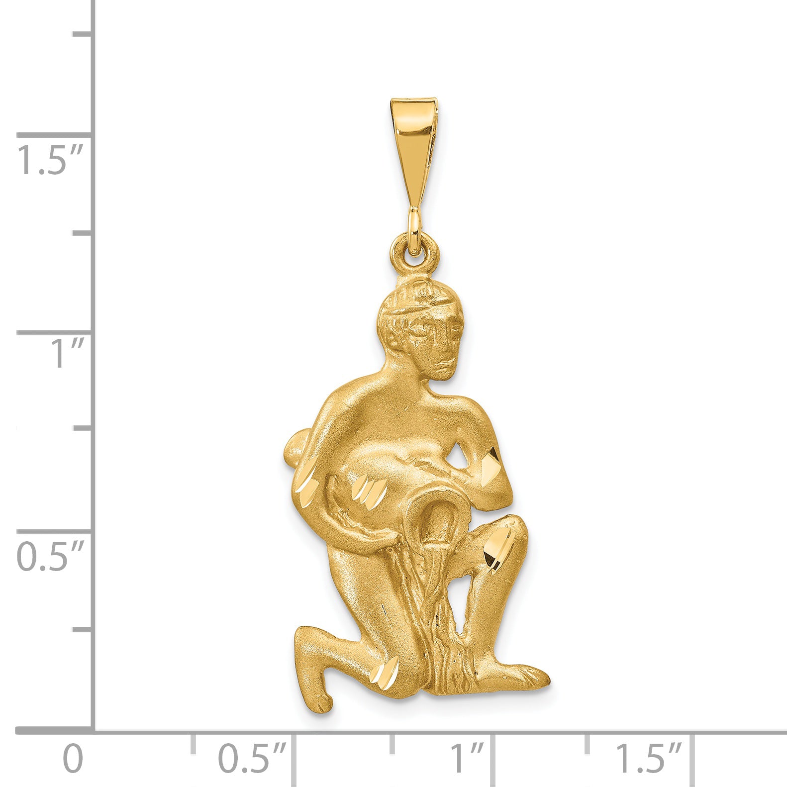 14K Gold Satin Diamond-Cut Aquarius Zodiac Charm  Elegant Themed Design