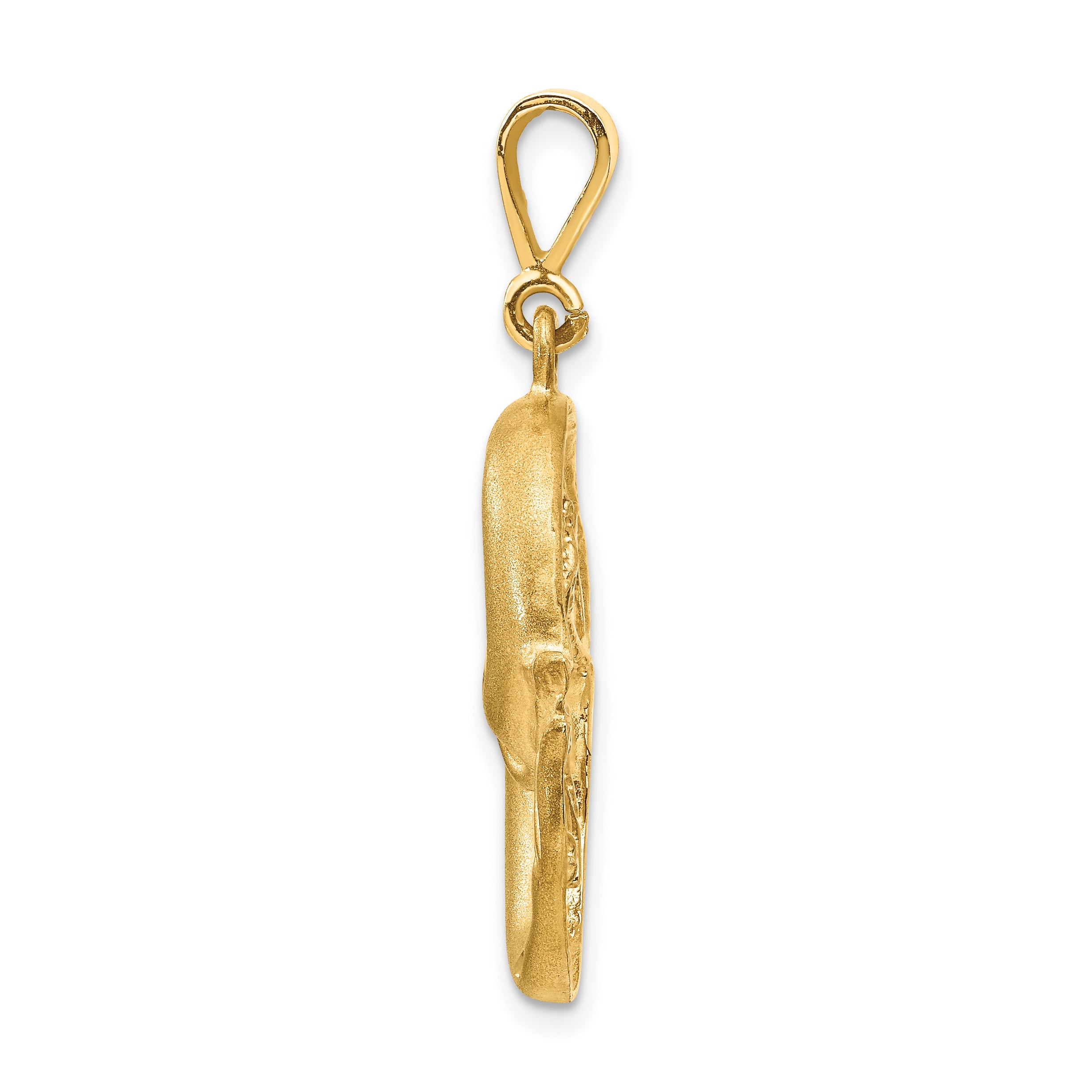 14K Gold Satin Diamond-Cut Pisces Zodiac Charm  Elegant and Themed Pendant