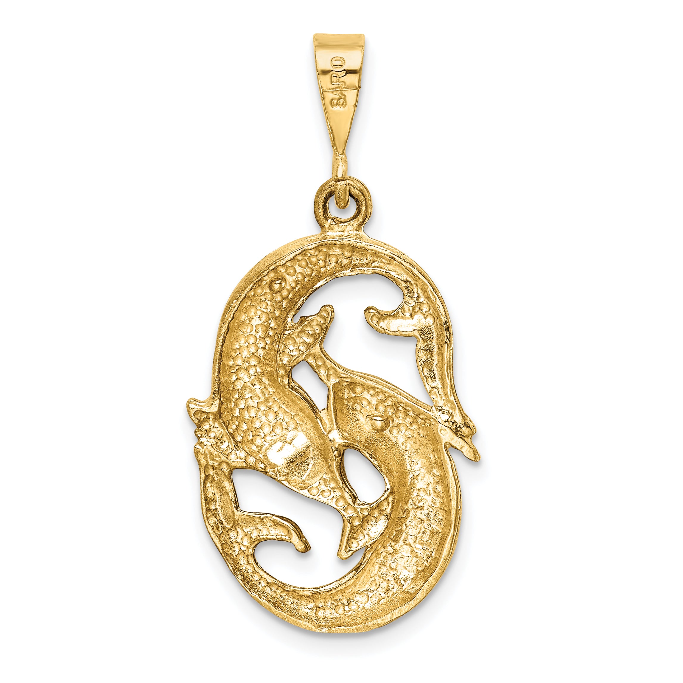 14K Gold Satin Diamond-Cut Pisces Zodiac Charm  Elegant and Themed Pendant