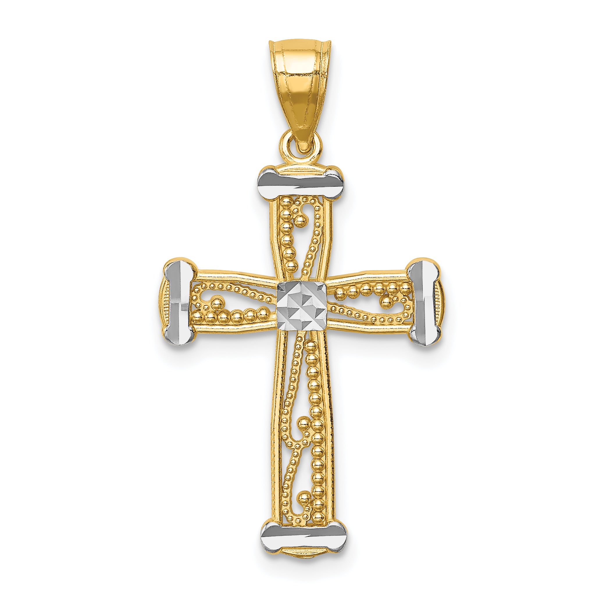 14K w/Rhodium Cross Pendant Main image