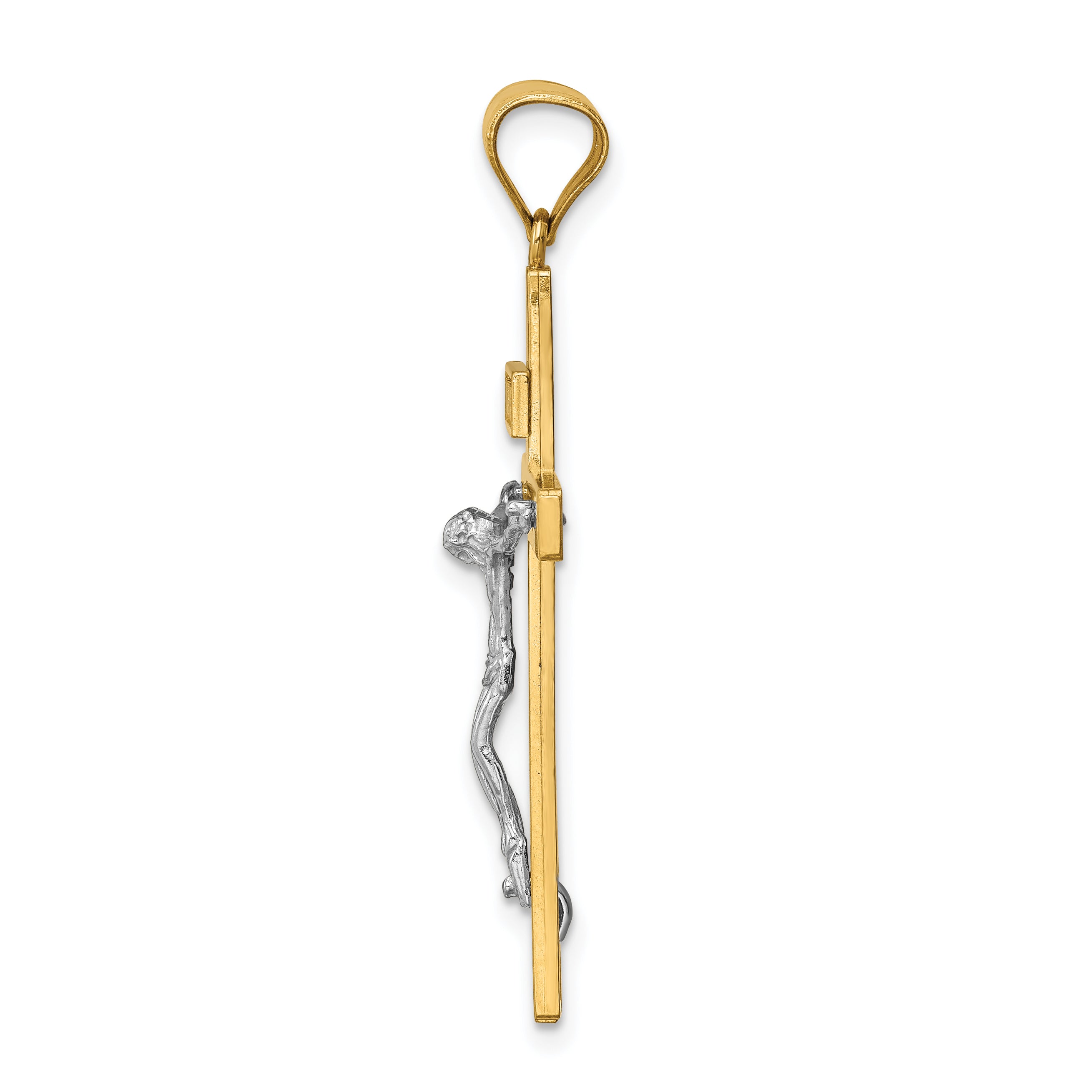14K Two-tone INRI Crucifix Pendant