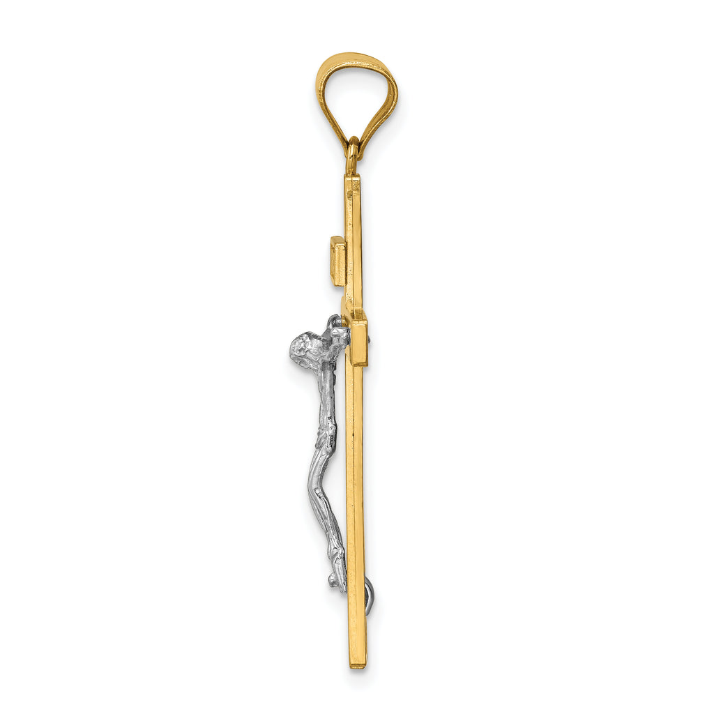 14K Two-tone INRI Crucifix Pendant