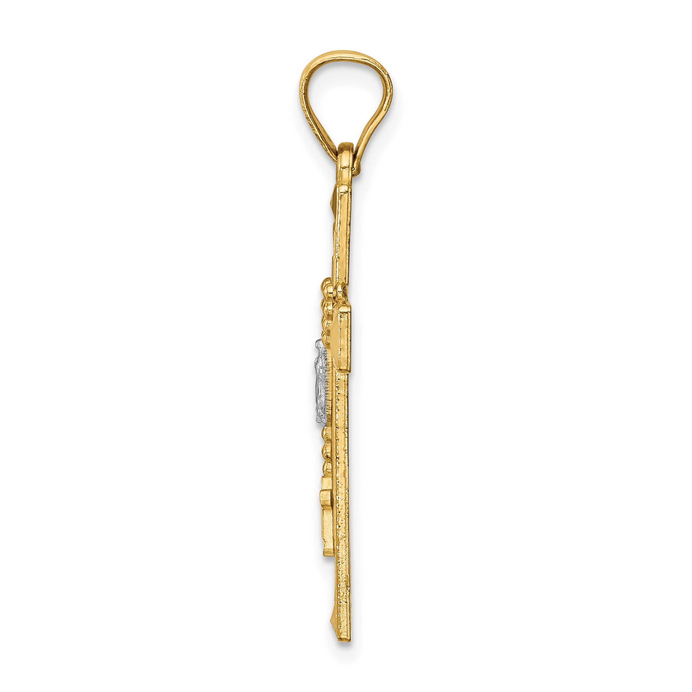 14K w/Rhodium Cross w/Rosary Pendant Secondary image