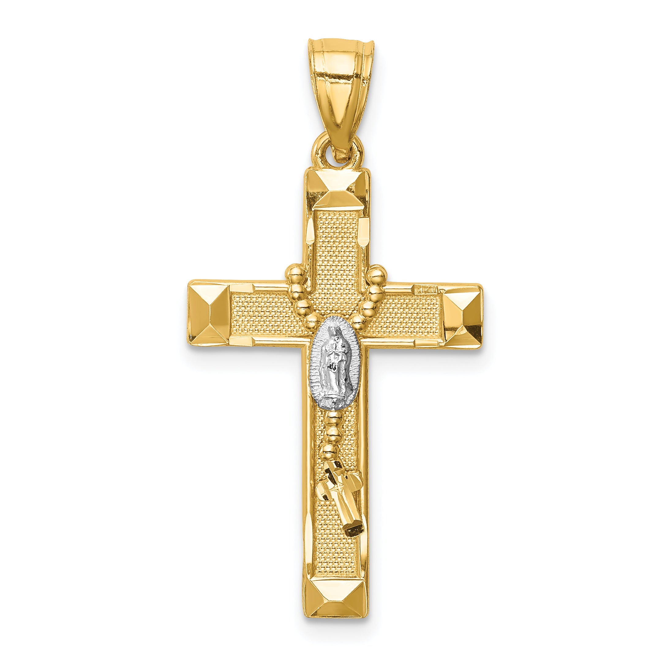 14K w/Rhodium Cross w/Rosary Pendant Main image