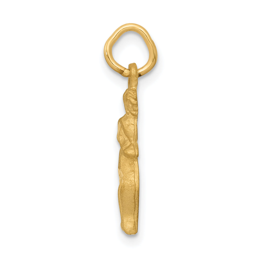 14K Gold Satin Diamond-Cut Gemini Zodiac Charm  Elegant Themed Design