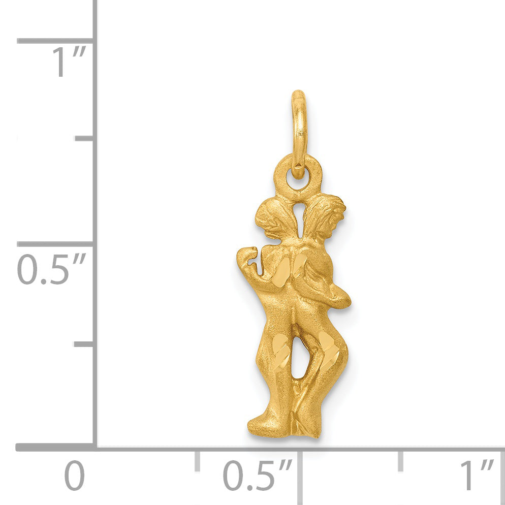14K Gold Satin Diamond-Cut Gemini Zodiac Charm  Elegant Themed Design