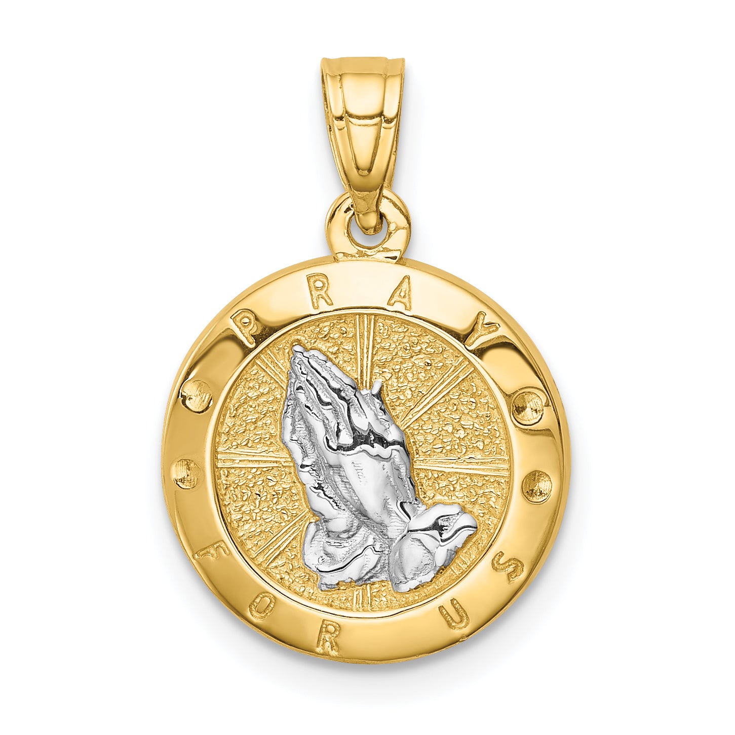 14K w/Rhodium Praying Hands Pendant Main image