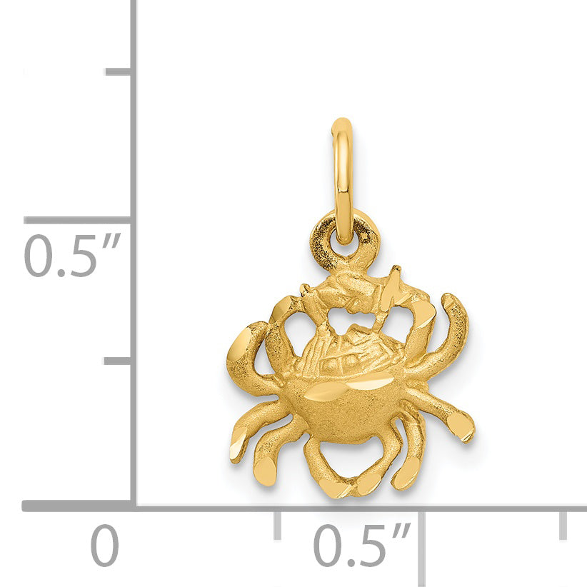 14K Gold Satin Diamond-Cut Cancer Zodiac Charm  Elegant and Themed Design