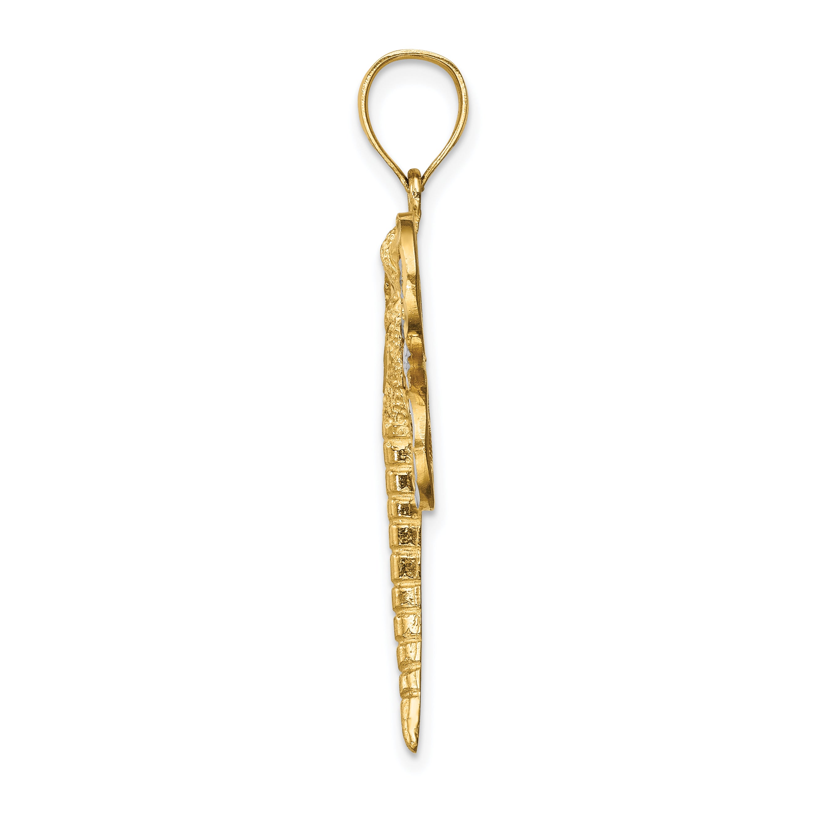 14K Diamond-cut White Rhodium Dragonfly Pendant Secondary image