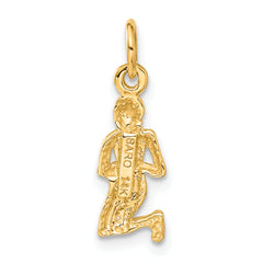 14K Gold Satin Diamond-Cut Virgo Zodiac Charm  Elegant & Themed Design
