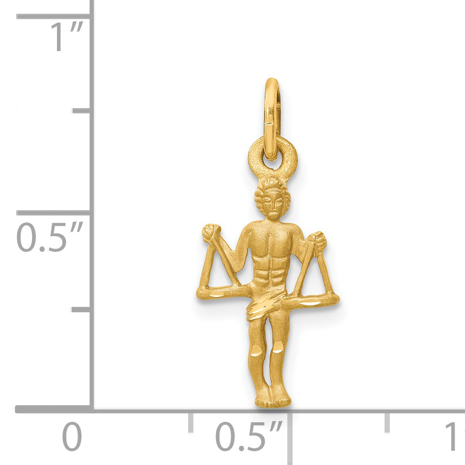 14K Gold Satin Diamond-Cut Libra Zodiac Charm Elegant & Themed Design Secondary image