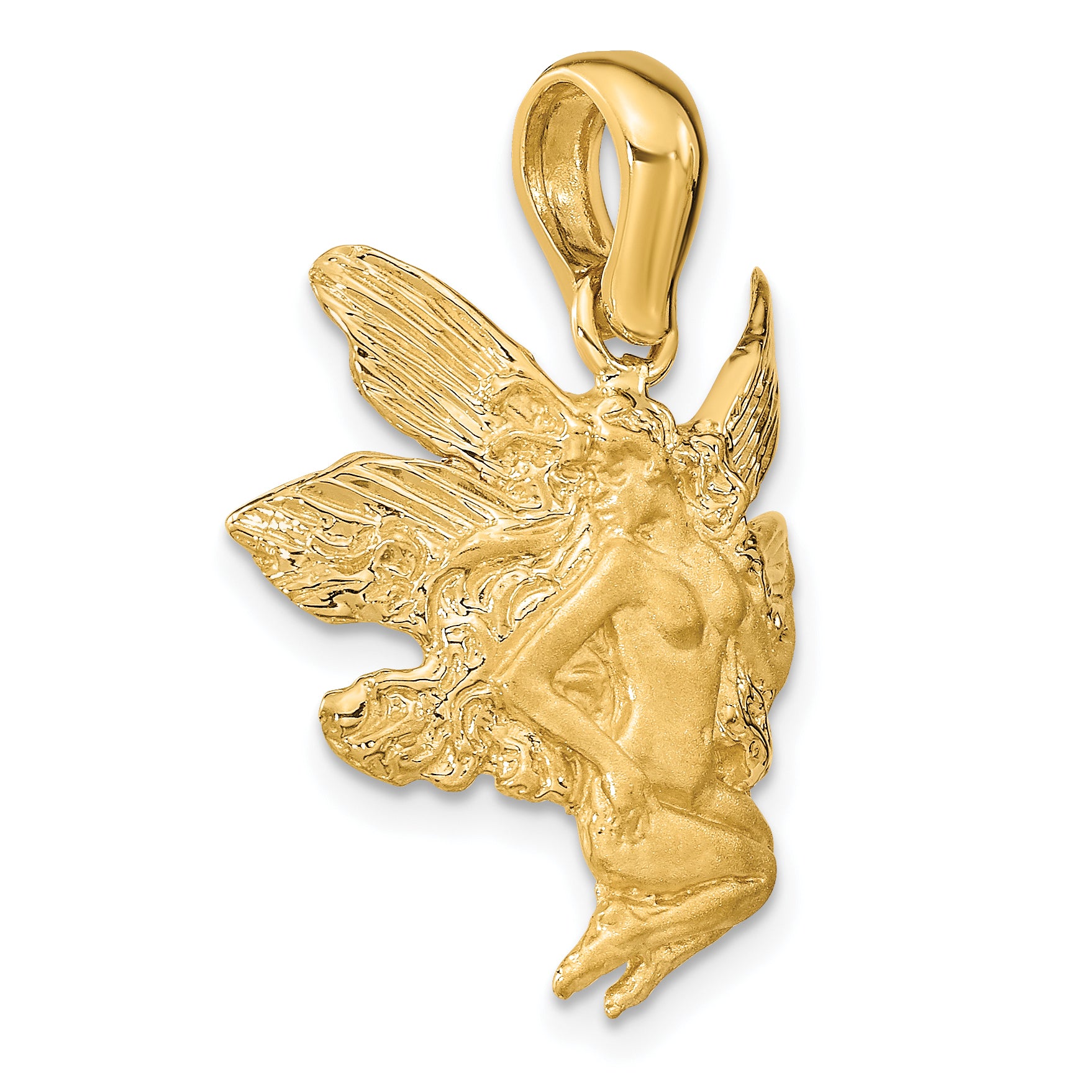 14k Satin and Polished Fairy Charm