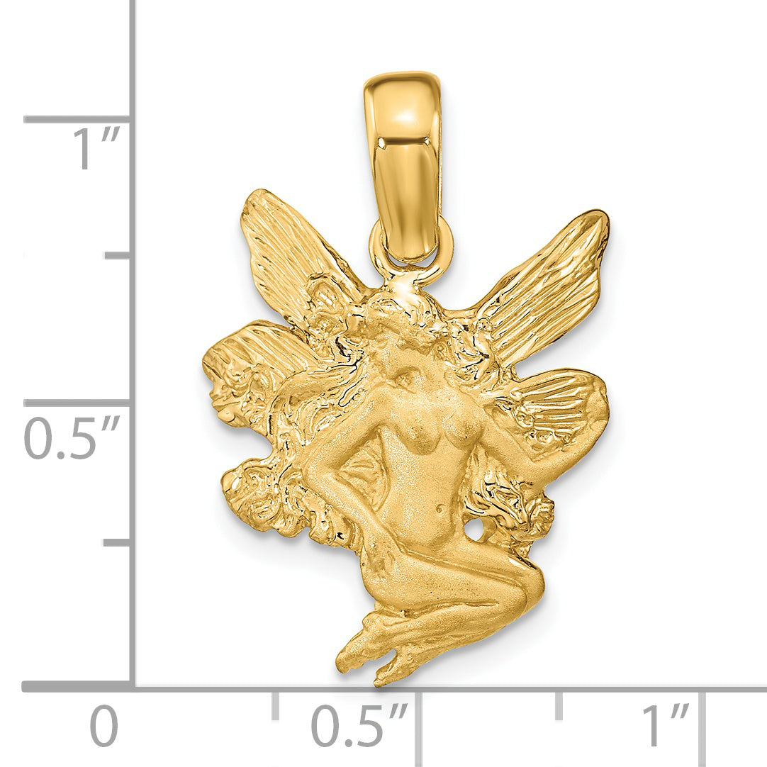 14k Satin and Polished Fairy Charm