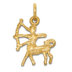 14K Gold Satin Diamond-Cut Sagittarius Zodiac Charm Elegant & Themed