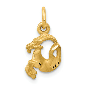 Capricorn Zodiac Charm in 14K Yellow Gold, 18mm Diamond-Cut - Sophia Jewelers