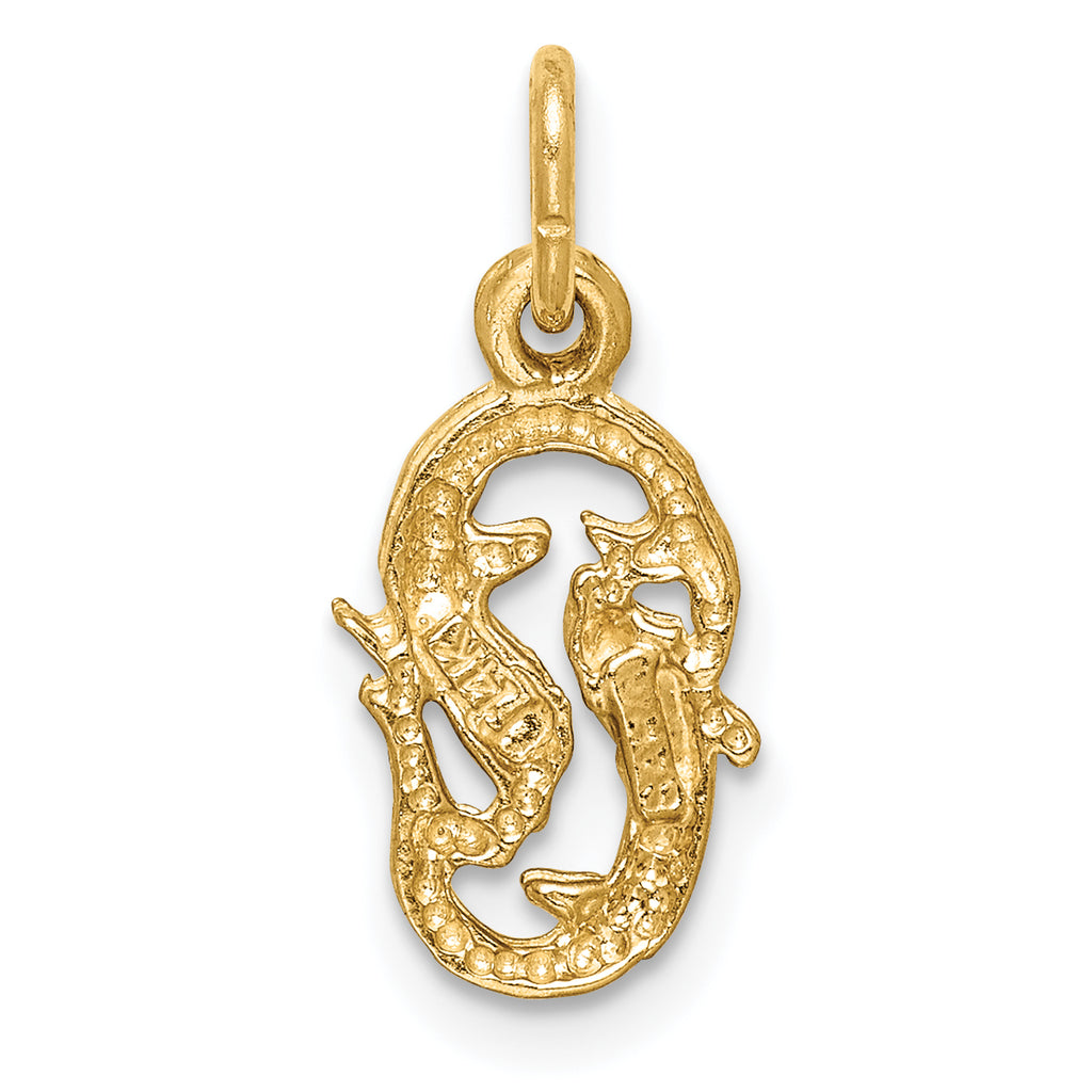 14K Gold Satin Diamond-Cut Pisces Zodiac Charm  Elegant Theme by Sophia Jewelers
