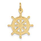 14K Gold Men's Ships Wheel Charm  Solid, Themed Nautical Pendant