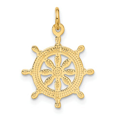 14K Gold Men's Ships Wheel Charm  Solid, Themed Nautical Pendant