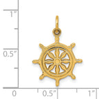 14K Gold Men's Ships Wheel Charm  Solid, Themed Nautical Pendant