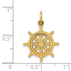 14K Gold Men's Ships Wheel Charm  Solid, Themed Nautical Pendant