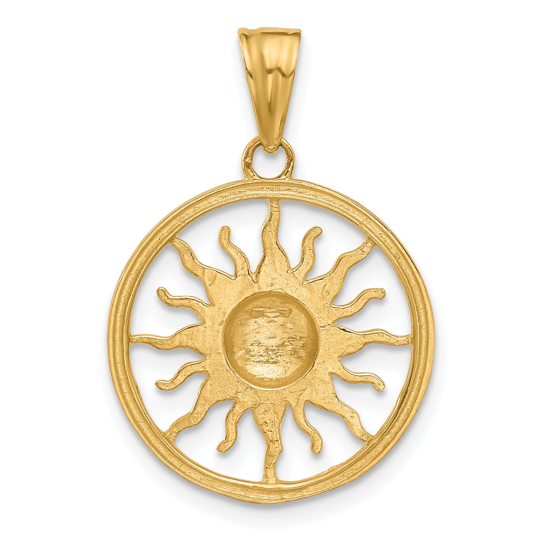14K and White Rhodium D/C Sun Pendant