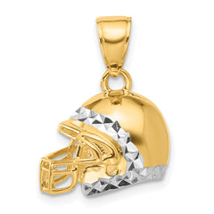 14k and White Rhodium D/C 3D Football Helmet Pendant