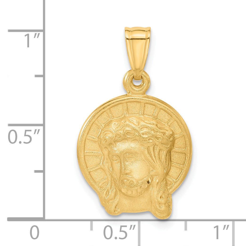 14K Satin Jesus Medal Pendant
