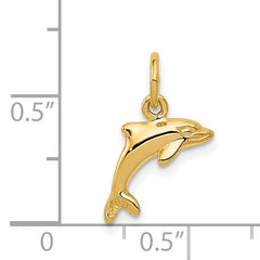 14K Gold Dolphin Pendant with Polished Finish Elegant and Themed Charm
