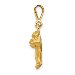 14K Gold Bulldog Pendant for Men with Brushed Diamond-Cut Finish
