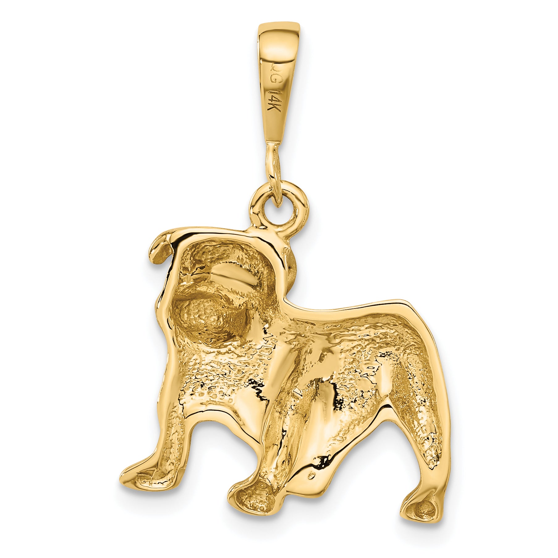 14K Gold Bulldog Pendant for Men with Brushed Diamond-Cut Finish