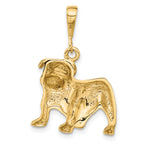 14K Gold Bulldog Pendant for Men with Brushed Diamond-Cut Finish
